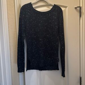 Navy Blue Sweater with faux leather elbow patches